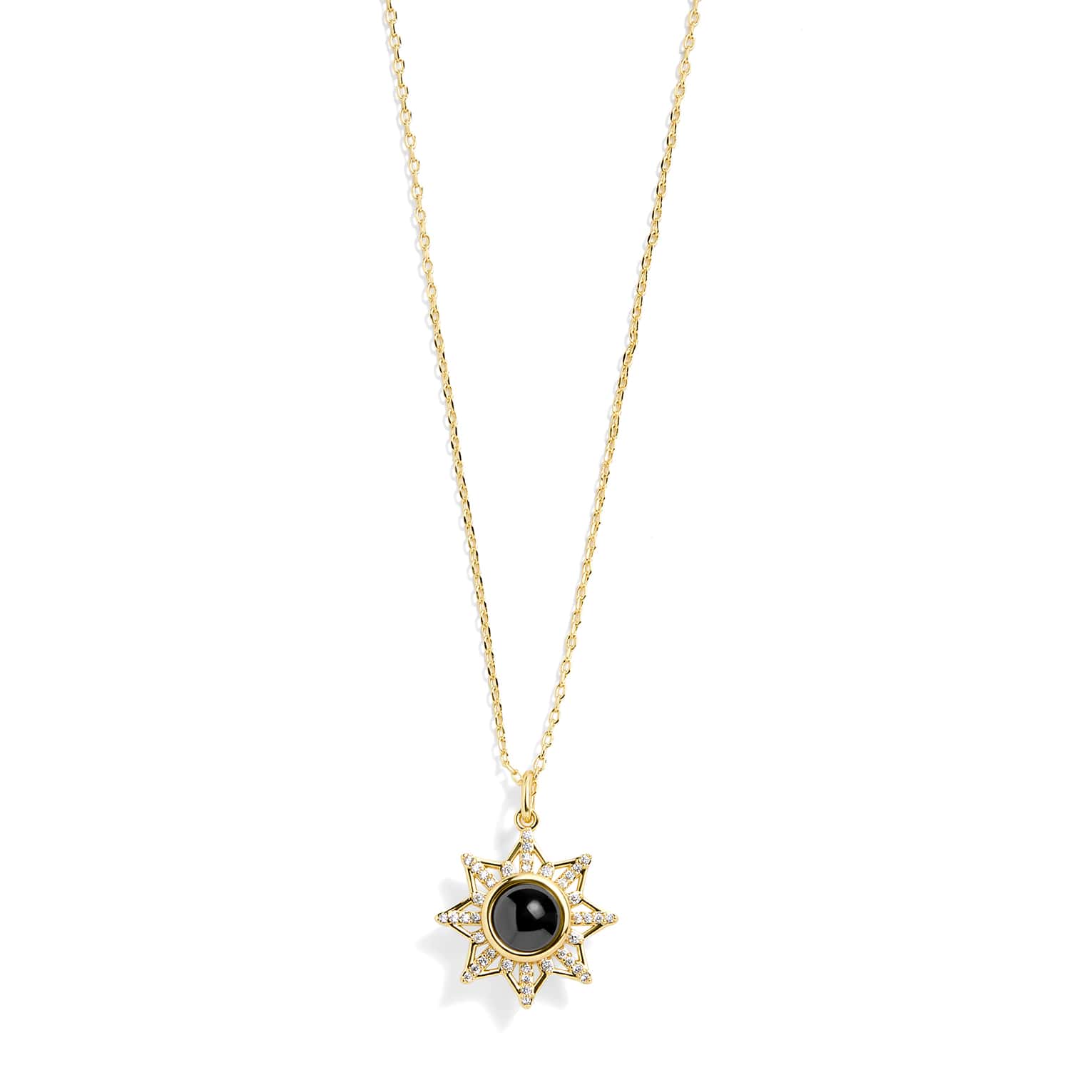 Personalized Pavé Sun Photo Necklace