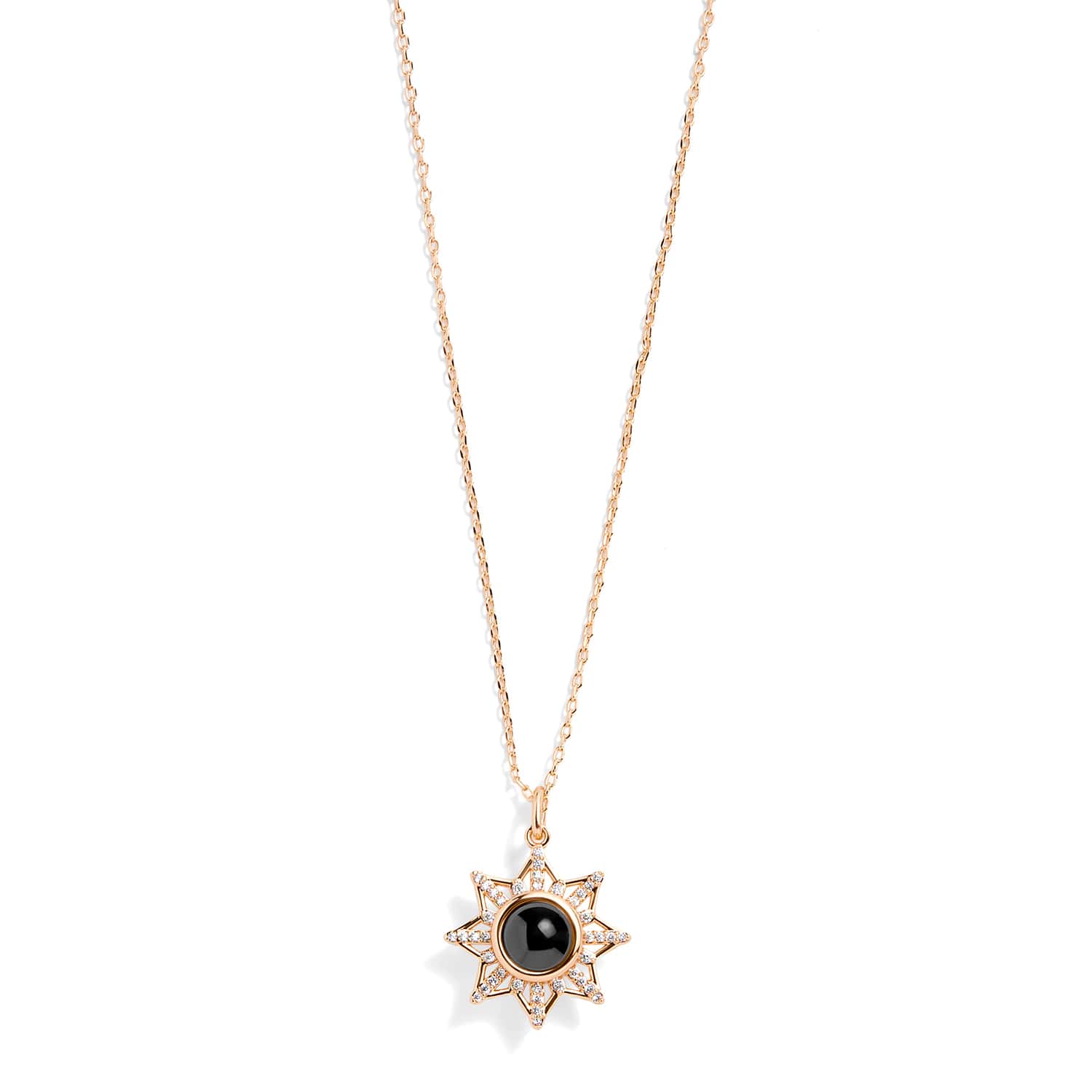 Personalized Pavé Sun Photo Necklace